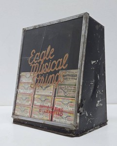 Very Cool Old 1930s era Eagle Musical Strings Advertising Store Display Violin &amp Ukulele Strings