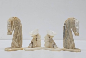 2 Sets of Vintage Mexican Onyx Bookends