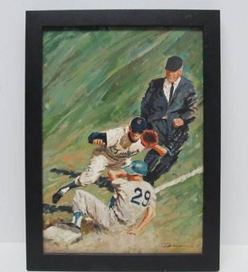 Authentic Original Illustration Cover Painting for 1960s Minnesota Twins Program Cover