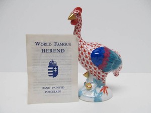 Signed HEREND Porcelain Emu Figurine&nbsp