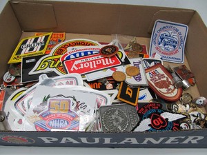 Large Lot of Pins Patches &amp Stickers - Harley Davidson etc