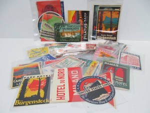 Excellent Large Lot of Old Original Unused Travel Stickers etc