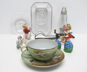Group of Vintage &amp Antique Items - Original 1876 Centennial Glassware etc