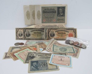 Lot of Vintage &amp Antique Currency Foreign Coins etc