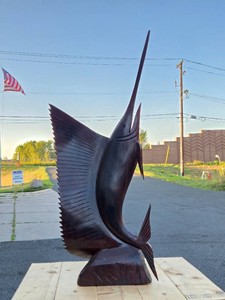 HUGE Carved Hardwood Swordfish or Sailfish - Has a repair but Displays Very Well&nbsp