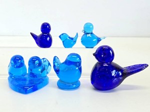 Group of Vintage Blue Glass Birds