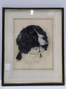 Framed Signed Impressive Original Painting of a Spaniel&nbsp