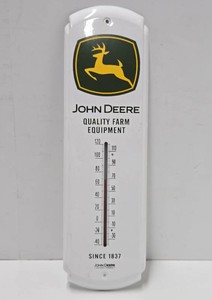 JOHN DEERE Metal Advertising Thermometer Sign