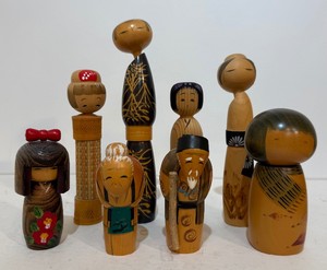 Nice Collection of Vintage Wood Japanese Kokeshi Dolls #1