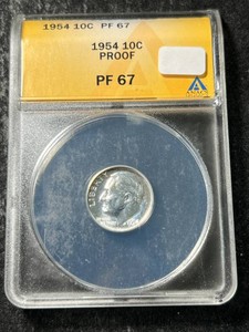 1954 US PROOF ROOSEVELT DIME ANACS PF67