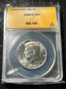 1990-D US KENNEDY HALF DOLLAR ANACS MS66