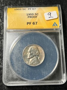 1955 US PROOF JEFFERSON NICKEL ANACS PF67