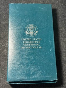 1990 US EISENHOWER CENTENNIAL SILVER DOLLAR IN BOX