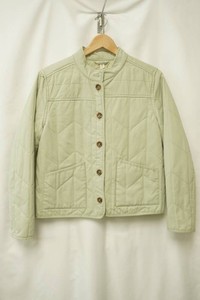Ana size medium sage green quilted jacket brown buttons
