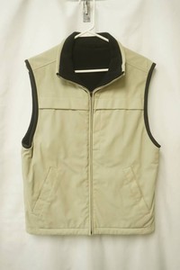 IZOD beige full zip-up vest with black inner fleece