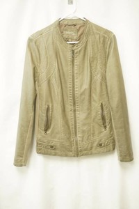 Sebby Taupe faux leather moto jacket size large