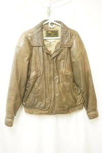 Reed sportswear brown leather jacket size 44 patterned interior lining