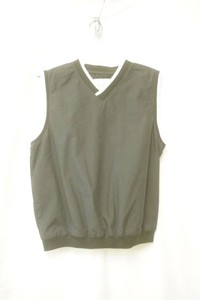 consensus golf sleeveless V-neck windbreaker vest black size large white and black trim