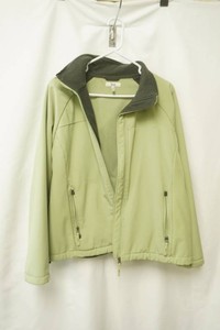 Bass light-green size XL fleece lined softshell jacket full zip dark grey collar zipper needs repaired