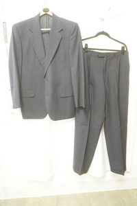 two piece wool suit dark navy blue size regular 41 inseam 26 inches