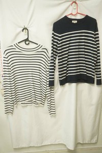 white house black market size xl with navy blue strips, style and co. size large navy blue withe white strips