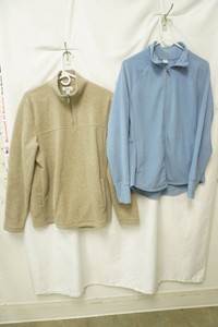 croft & barrow size medium brown quarter zip, old navy size large light blue quarter zip