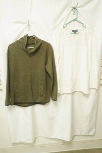 Tek gear size medium olive green cowl need sweatshirt, Karen Scott white knit top size large