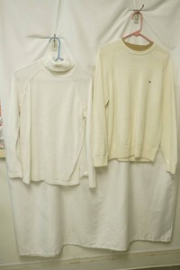 tommy Hilfiger white knit sweater khaki collar size medium, Jeanne white knit cowl sweater size large