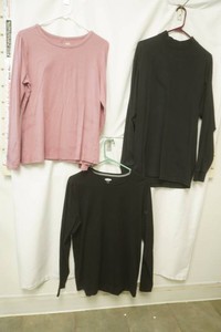 ana size large pink long sleeve shirt, outer banks size large black turtleneck, long sleeve old navy black size large long sleeve