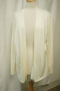 Croft and Barrow lightweight open front cream cardigan featuring subtle vertical ribbed detailing along the shoulders size L