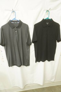 Stretch Cotton Polo in dark gray, Croft and Barrow black 3 button polo both size M