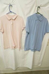St Johns Bay blue 2 button polo size M, Croft and Barrow light pink 2 button polo size L