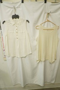 Sonoma white double Brest pocket sleeveless blouse size L, Style and Company off white tank top size M