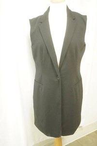 Apt 9 black long sleeveless blazer vest featuring a single button closure and notch lapels