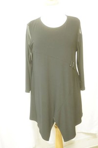 sea and anchor black tunic top mesh shoulders long sleeve