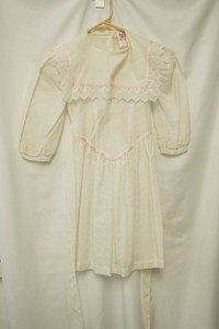 Arlene airless size white vintage style dress wide lace collar and pink ribbon trim