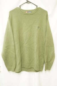 chaps size medium green knit crewneck sweater