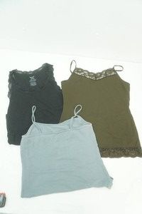 faded glory black lace tank top size large, apt 9 size large brown lace tank top, faded glory size large grey tank top