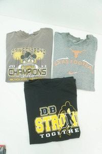 Gildan size large DB strong together black t-shirts, Nike size medium Texas football grey t-shirts, Gildan size large Dawson Boyd section 5a grey t shirt