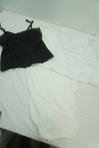 sears  size large white skirt,vassarette size xl white silk lace tank top, mel-lin size large nylon tank top