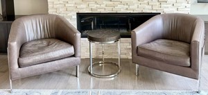 Pair of Restoration Hardware Reginald Chairs & Nichols Table