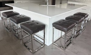 Restoration Hardware Reese Tufted Leather Bar & Counter Stools, Set of 6