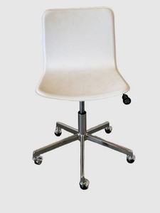 Adjustable Office Chair - White Molded Seat Chrome Base