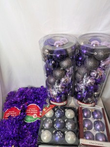 NIB Purple Christmas Tree Ornaments and Garland Set