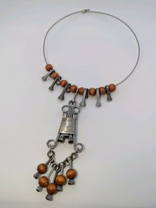 Vintage Coffin Horseshoe Nail and Beaded Necklace