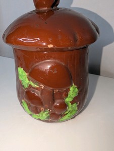 Vintage brown ceramic mushroom jar