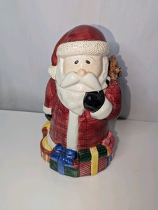Vintage Debbie Mumm Magic of Santa ceramic cookie jar made by Sakura in 1997