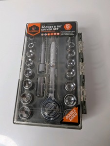 NIB Torelli 52-Piece Socket & Bit Driver Set in a double-sided clear storage case