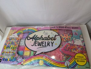 NIB Alphabet Jewelry DIY bead kit by Horizon Group USA with over 1,500 beads and a storage workstation, damaged box
