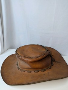 Vintage brown leather cowboy hat